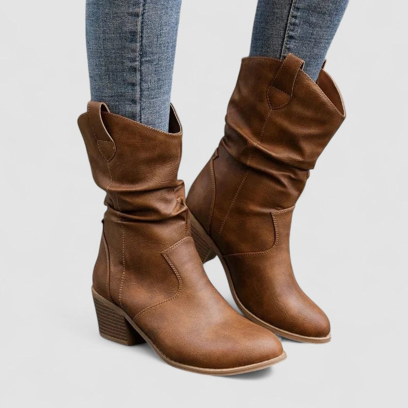 Leonor | Botas de Caña Arrugada con Tacón