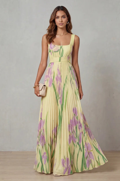Giulia™ | Vestido largo de corte A con estampado floral