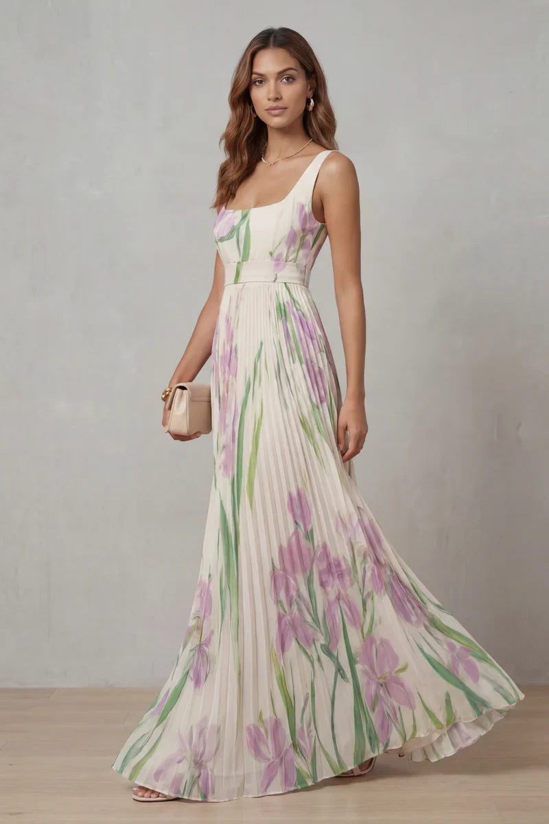 Giulia™ | Vestido largo de corte A con estampado floral