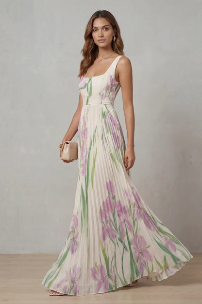 Giulia™ | Vestido largo de corte A con estampado floral