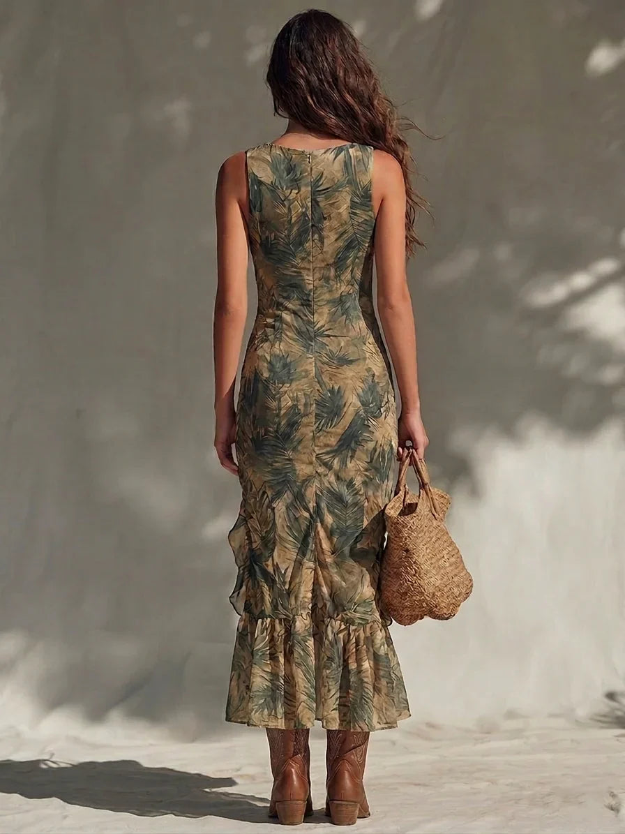 Helena | Vestido largo estampado con abertura