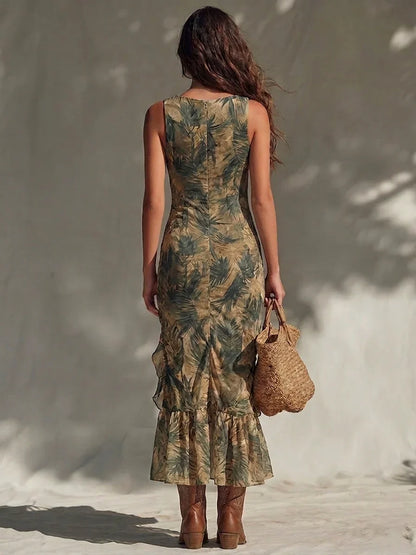 Helena | Vestido largo estampado con abertura