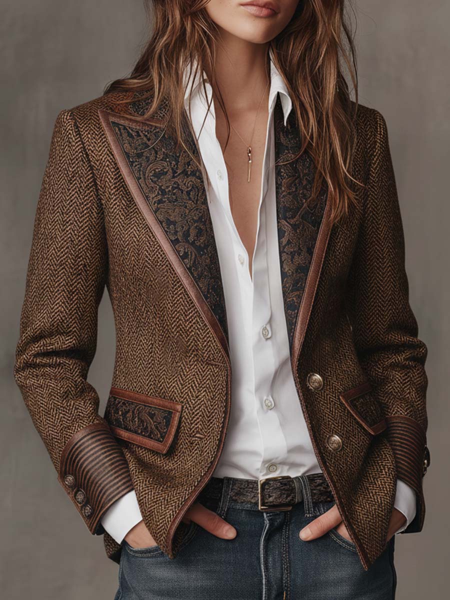 Gisèle | Blazer con Paneles Estampado de Espiga
