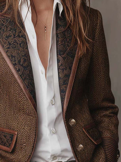 Gisèle | Blazer con Paneles Estampado de Espiga