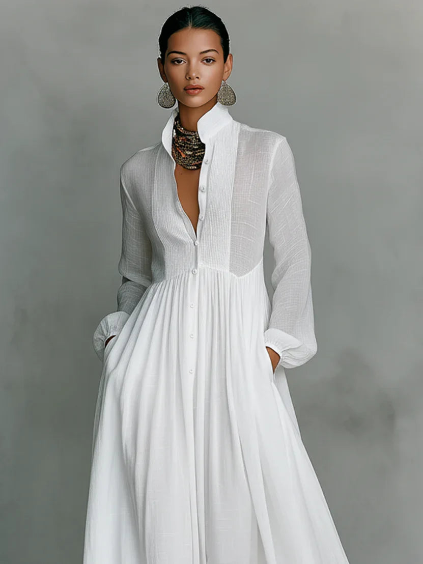 Ana | Vestido Maxi con Cuello Alto