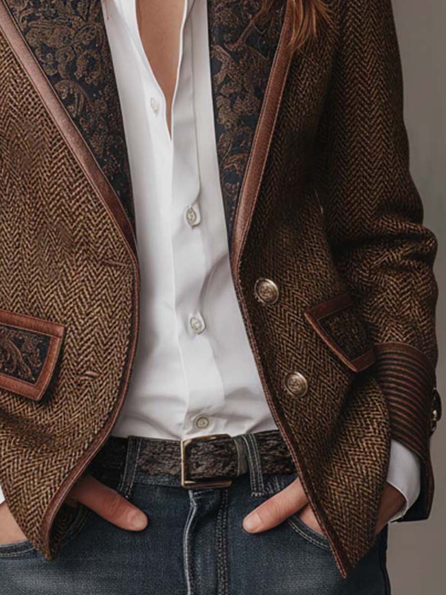 Gisèle | Blazer con Paneles Estampado de Espiga