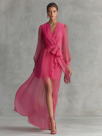 Ava | Vestido de Gasa Rosa Palo