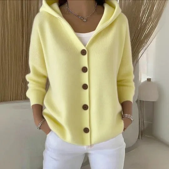 Clara Cárdigan de Punto con Capucha y Botones