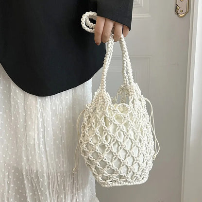 Marina Bolso Tejido con Cordón y Asa de Hombro