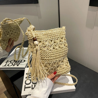 Alma Bolso de Rafia Tejida con Asa Cruzada para Verano