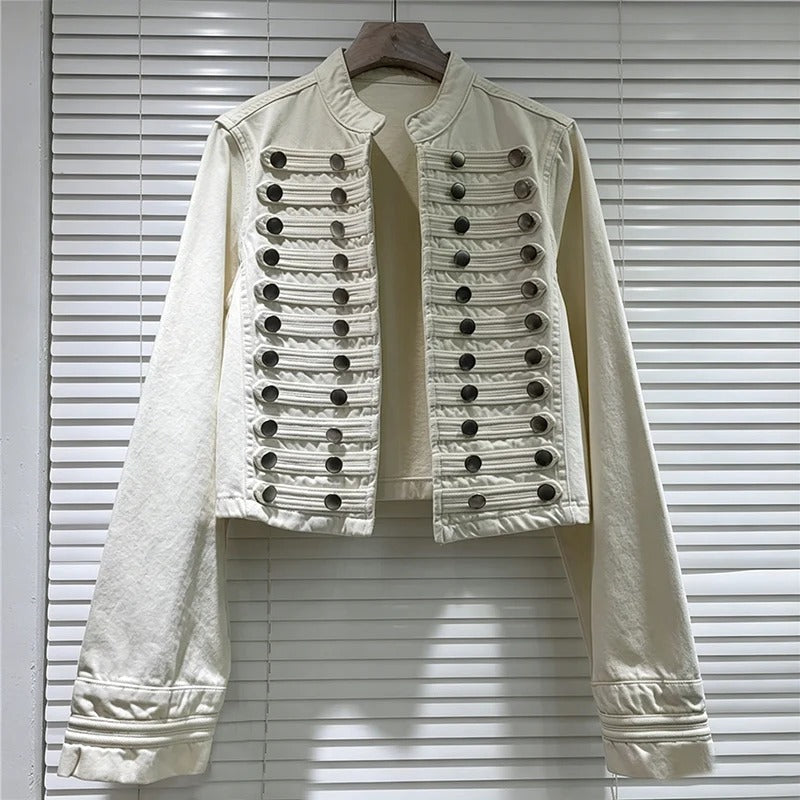 Nadia Chaqueta Vaquera Ajustada con Cuello Bao