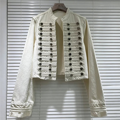 Nadia Chaqueta Vaquera Ajustada con Cuello Bao