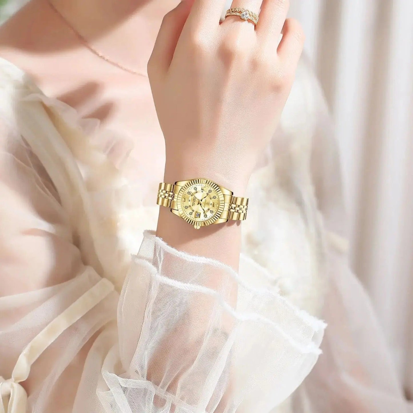 Lorena Reloj Elegante de Acero Inoxidable con Fecha