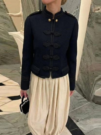 Laura Chaqueta Corta de Estilo Militar con Botones