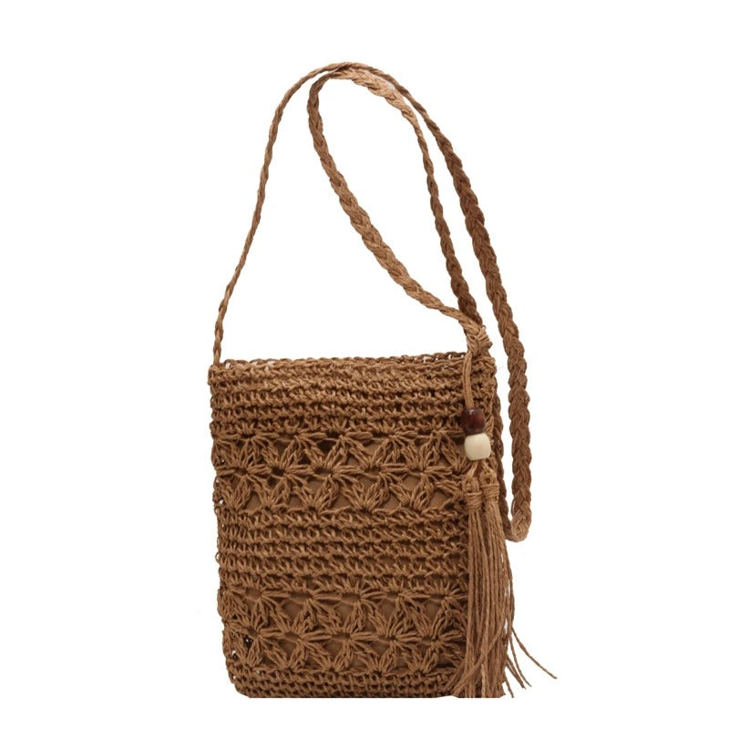 Alma Bolso de Rafia Tejida con Asa Cruzada para Verano