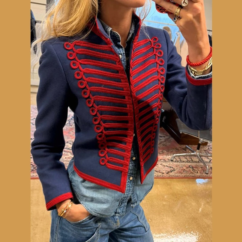 Isabela Chaqueta Estilo Napoleón con Ribetes