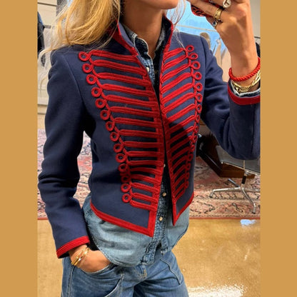 Isabela Chaqueta Estilo Napoleón con Ribetes