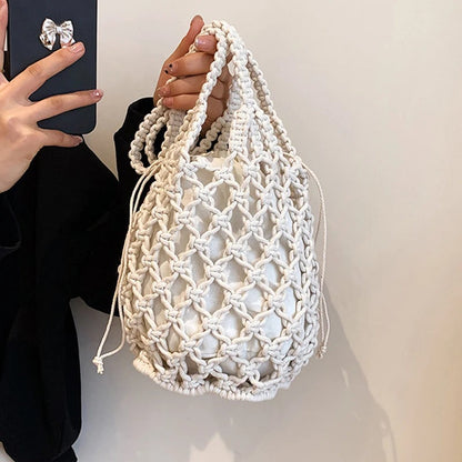 Marina Bolso Tejido con Cordón y Asa de Hombro