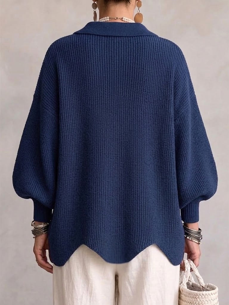 Isadora | Cárdigan Oversize Con Cuello Y Botones Grandes Metálicos