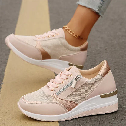 Nuevas zapatillas ortopédicas con cordones y cremallera lateral para mujer