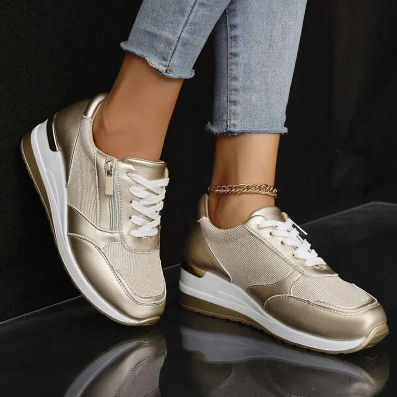 Nuevas zapatillas ortopédicas con cordones y cremallera lateral para mujer