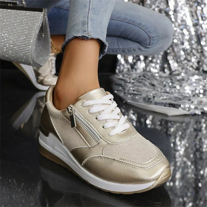 Nuevas zapatillas ortopédicas con cordones y cremallera lateral para mujer